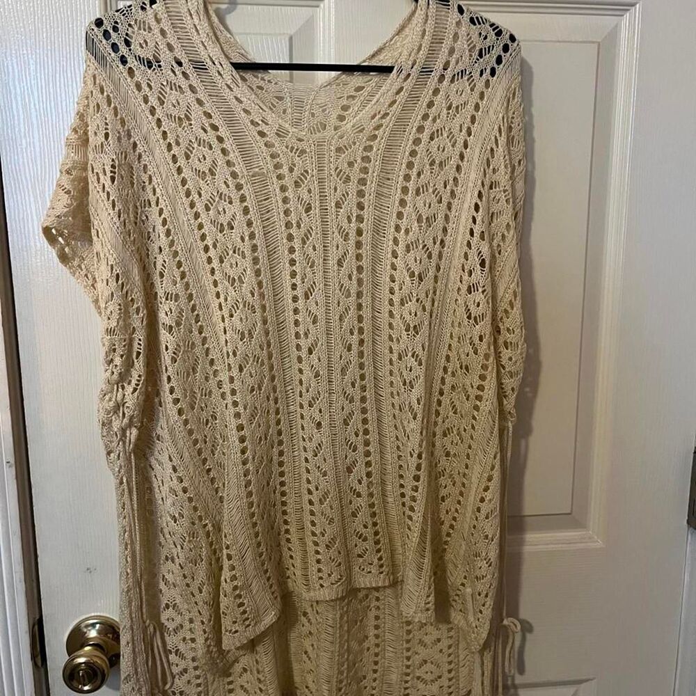 Women's Cream and White Cover-ups